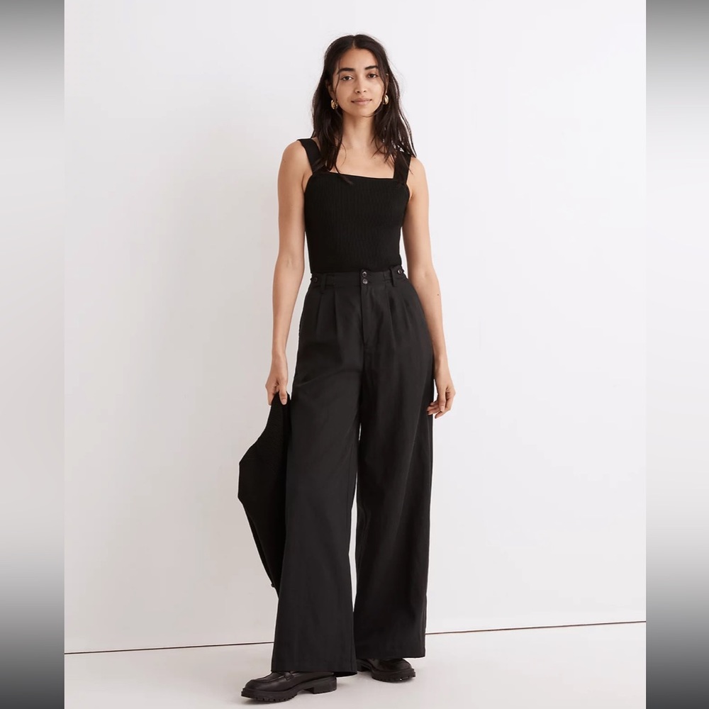 NWT Madewell Black Harlow Wide-Leg Pant